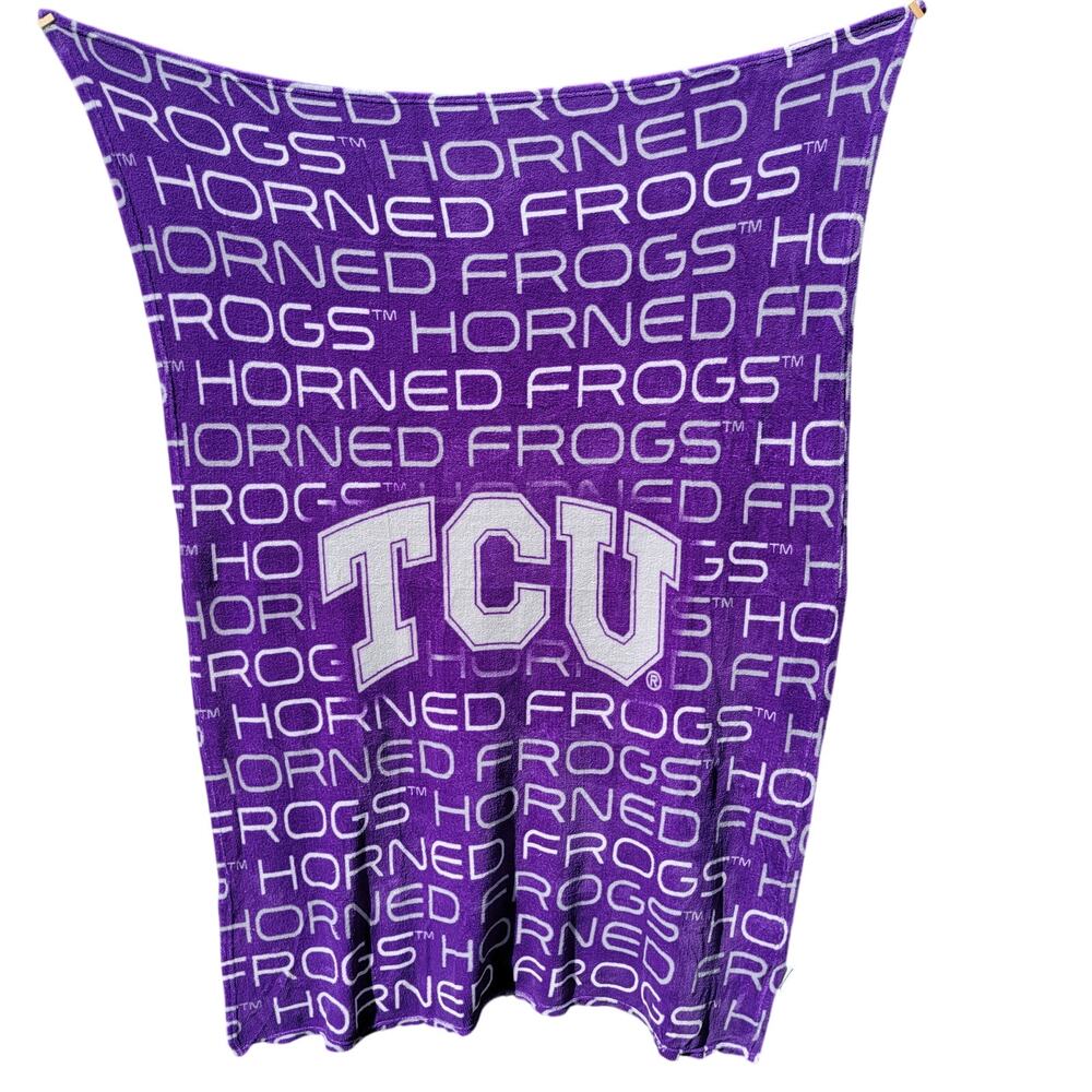 TCU Horn Frogs Purple Fleece Throw by Logo Brands 48" X 74"